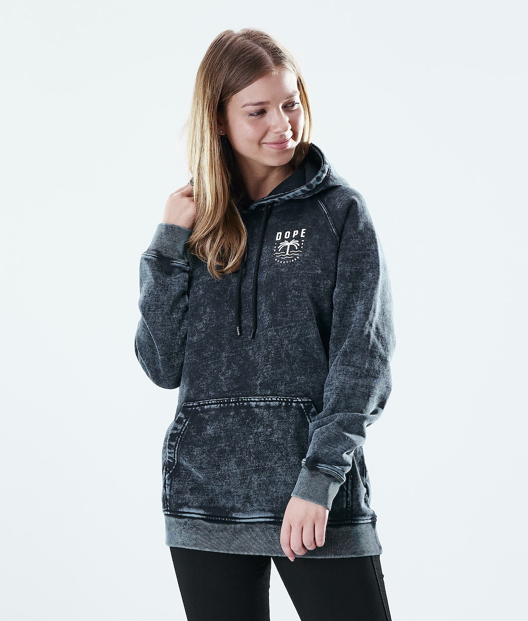 Dope Regular Palm Hoodie Damen Schwarz | 619-EYNQLV