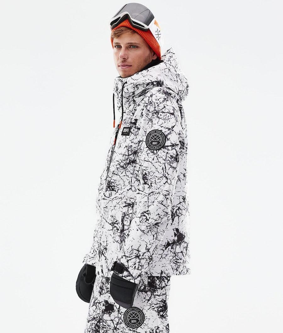 Dope Blizzard Full Zip 2021 Snowboardjacke Herren Weiß Schwarz | 186-JCGSMY