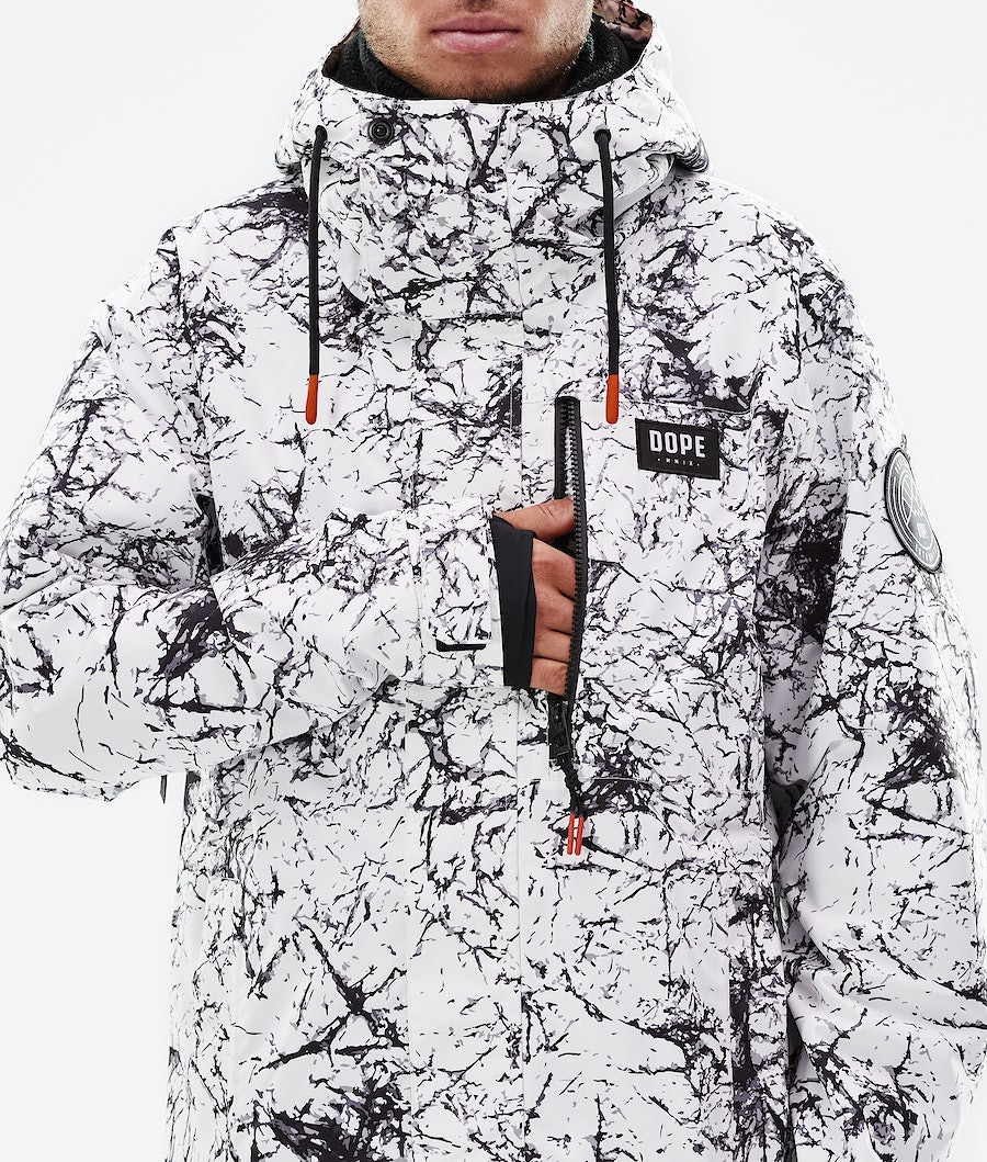 Dope Blizzard Full Zip 2021 Snowboardjacke Herren Weiß Schwarz | 186-JCGSMY