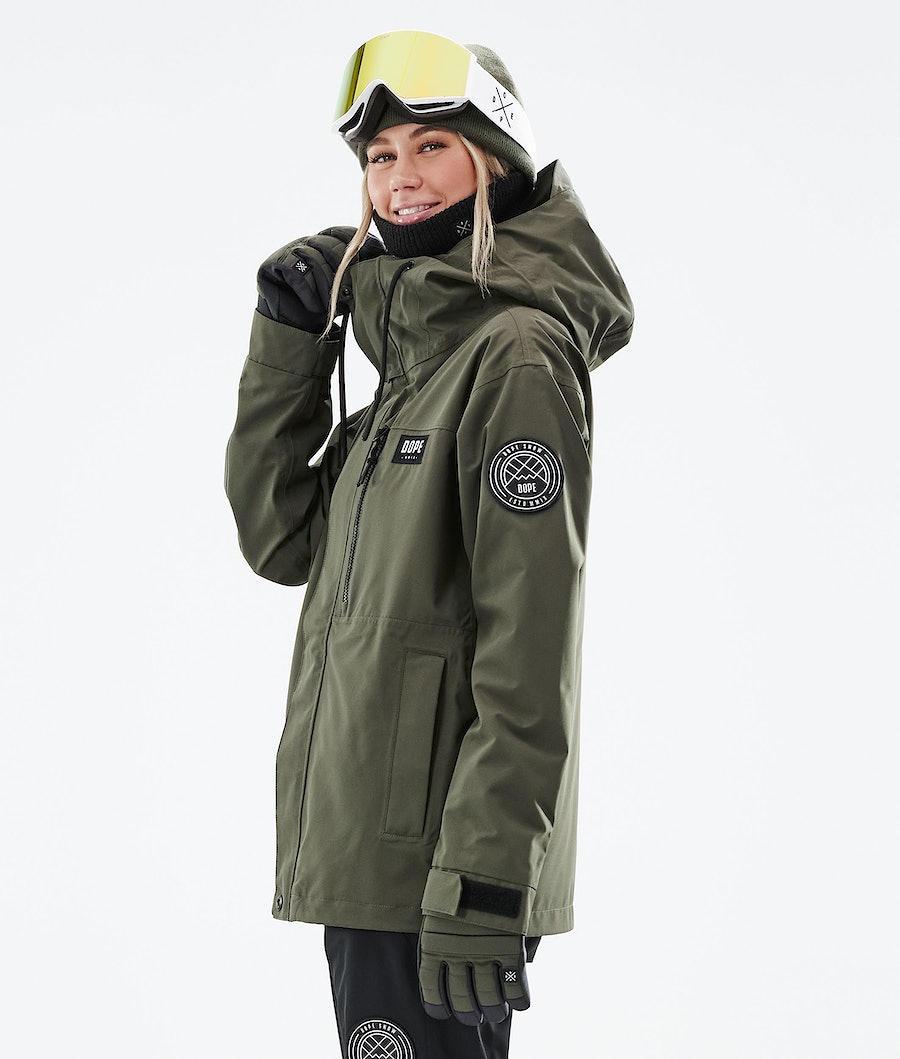 Dope Blizzard W Full Zip 2021 Snowboardjacke Damen Olivgrün Grün | 792-NFGEHB