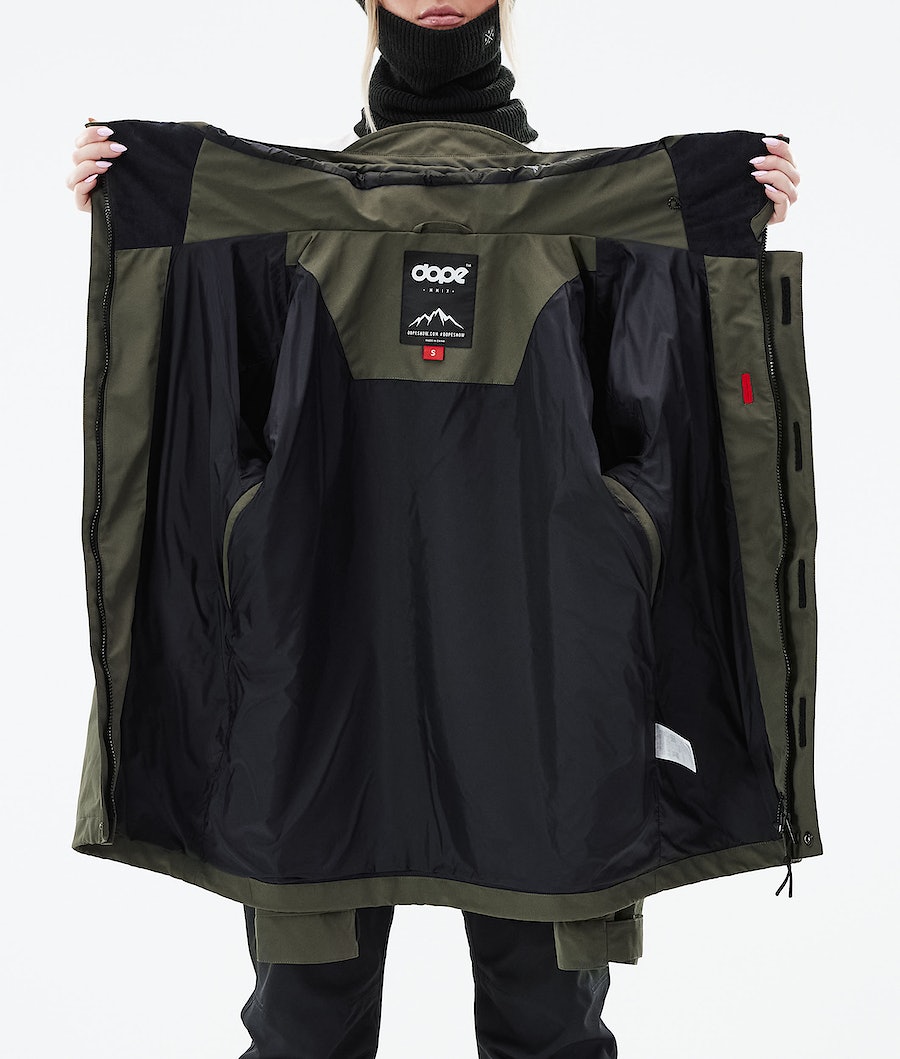 Dope Blizzard W Full Zip 2021 Snowboardjacke Damen Olivgrün Grün | 792-NFGEHB