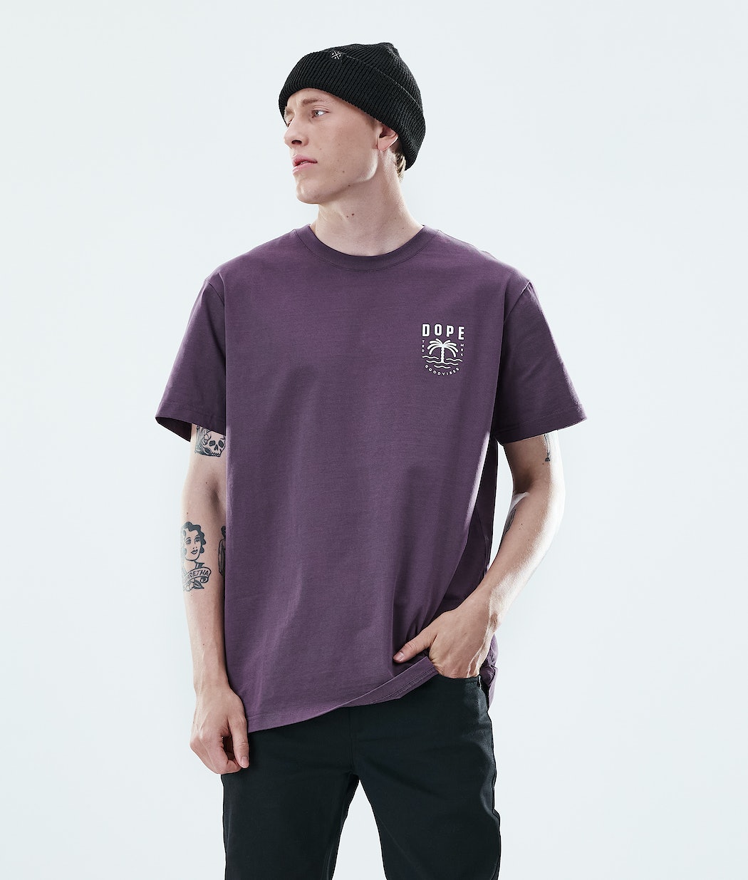 Dope Daily Palm T-Shirts Herren Lila | 710-RNQVUF