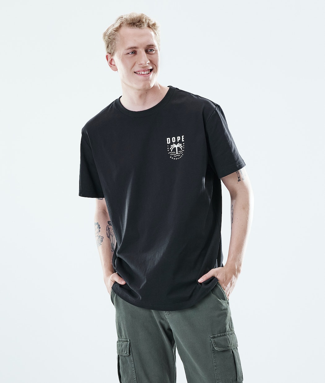 Dope Daily Palm T-Shirts Herren Schwarz | 093-DKRNGP