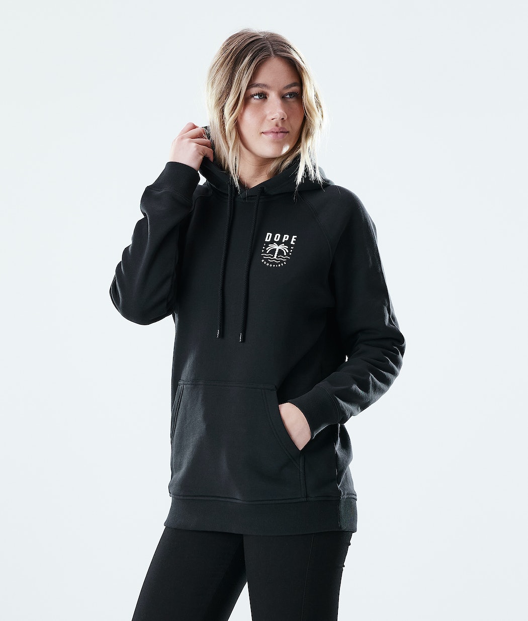 Dope Regular Palm Hoodie Damen Schwarz | 137-ZLSNRE