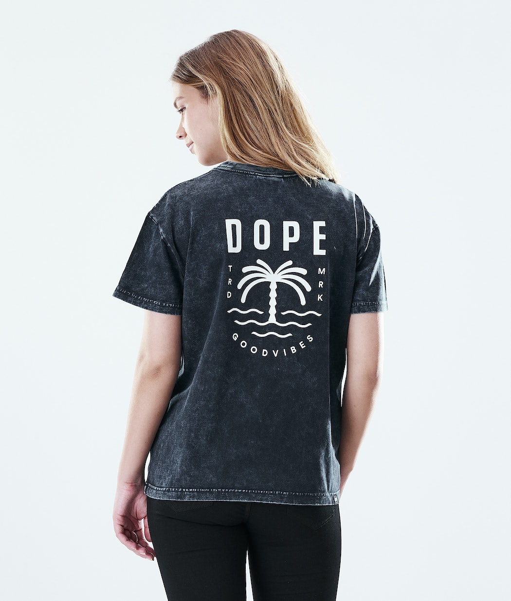Dope Regular Palm T-Shirts Damen Schwarz | 235-OUSPAV