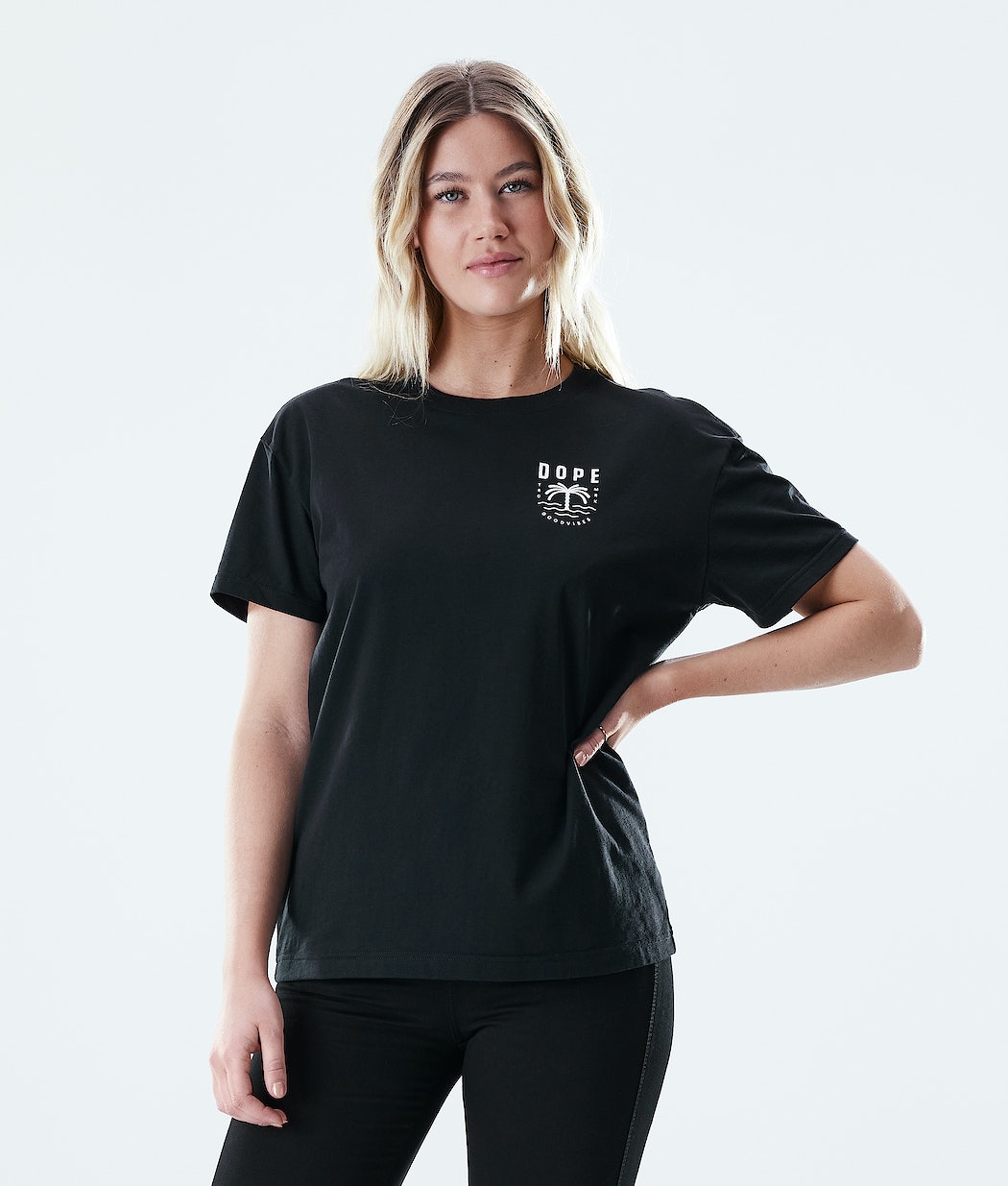 Dope Regular Palm T-Shirts Damen Schwarz | 695-EYNTFC