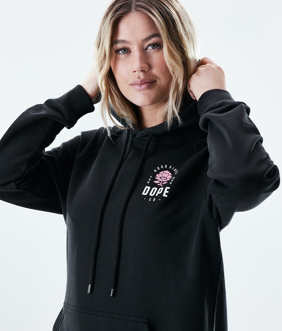 Dope Regular Rose Hoodie Damen Schwarz | 302-SWMCXT