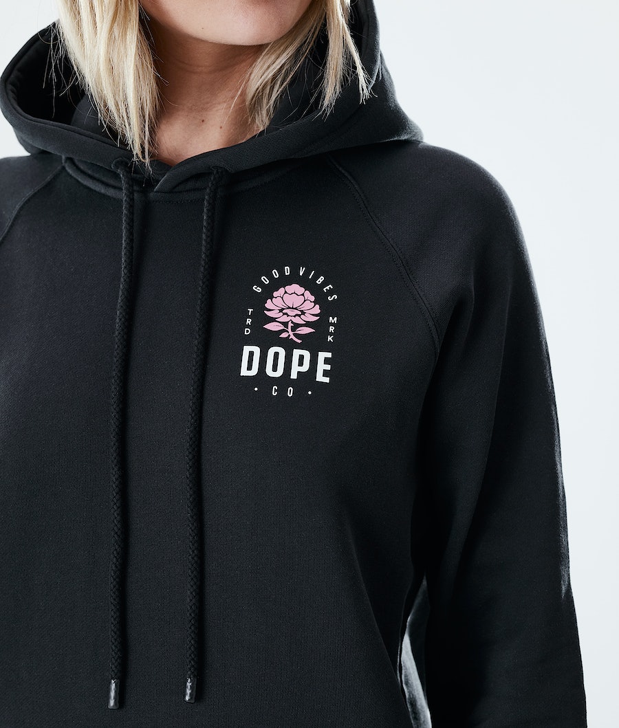 Dope Regular Rose Hoodie Damen Schwarz | 302-SWMCXT
