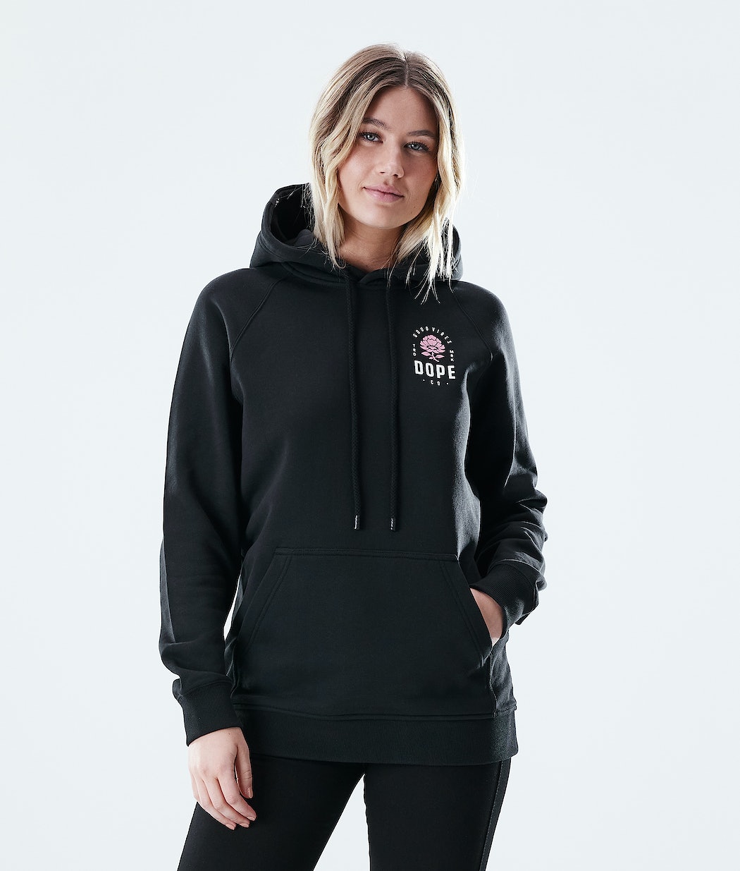Dope Regular Rose Hoodie Damen Schwarz | 302-SWMCXT