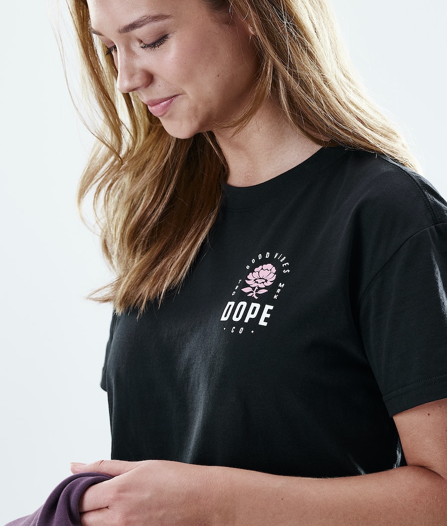Dope Regular Rose T-Shirts Damen Schwarz | 307-CKNVSQ