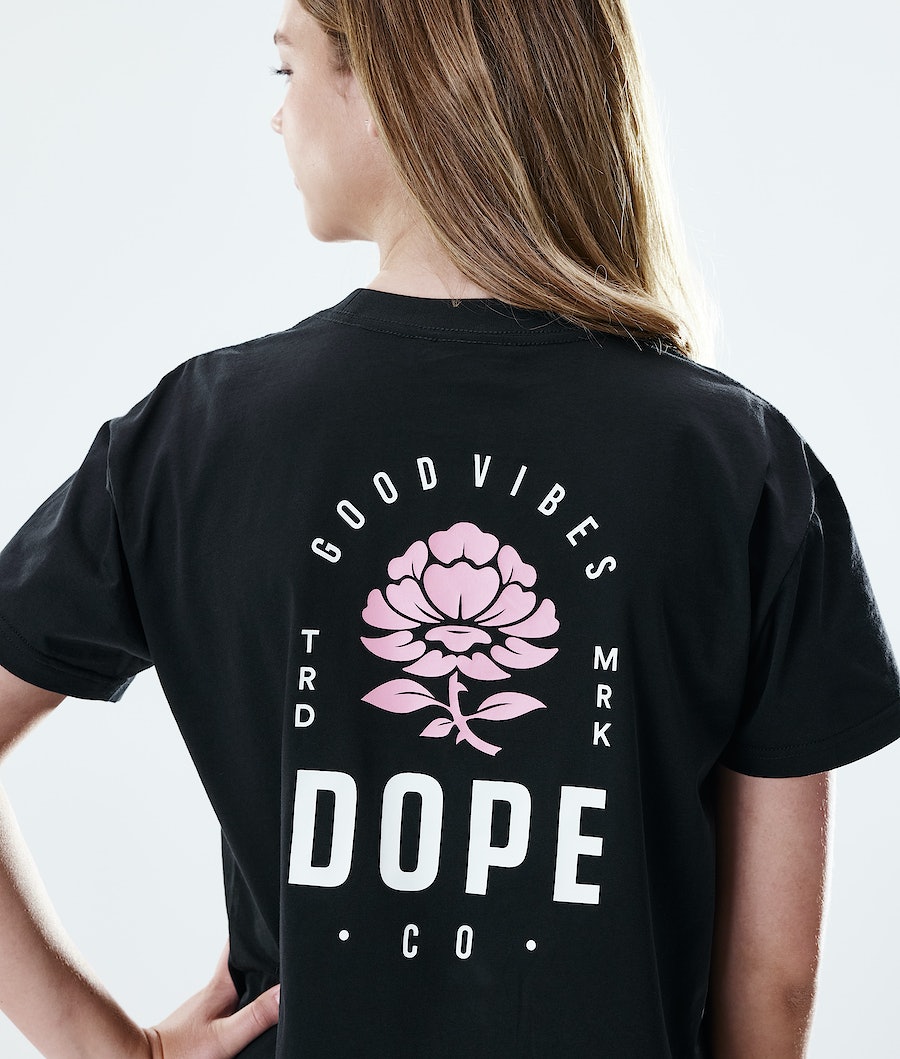 Dope Regular Rose T-Shirts Damen Schwarz | 307-CKNVSQ