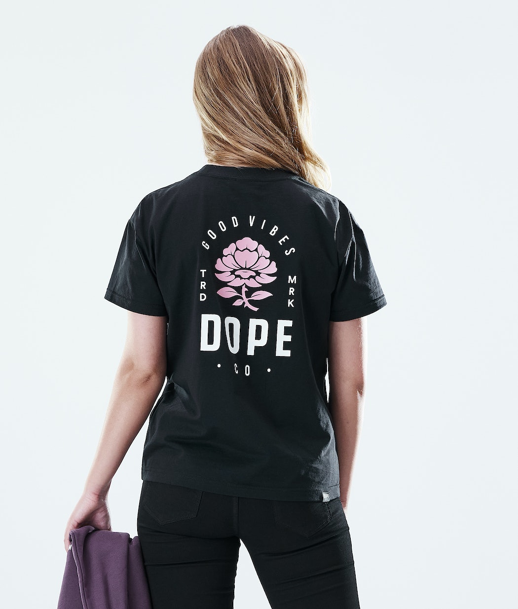 Dope Regular Rose T-Shirts Damen Schwarz | 307-CKNVSQ
