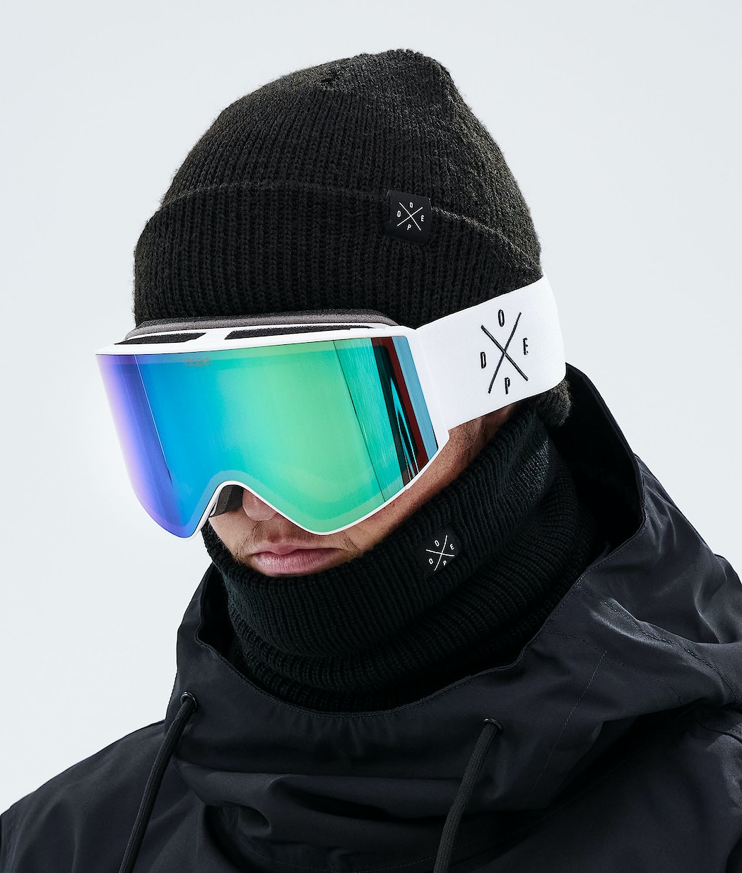 Dope Sight Skibrille Herren Weiß Grün | 734-WQKFYR