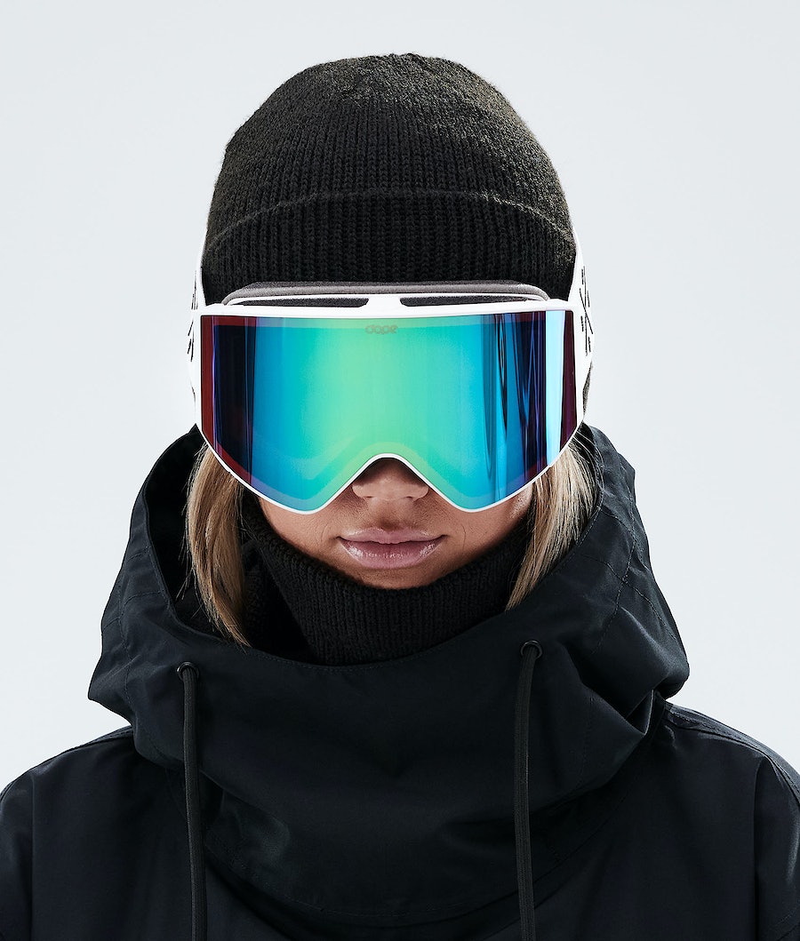 Dope Sight Skibrille Herren Weiß Grün | 734-WQKFYR